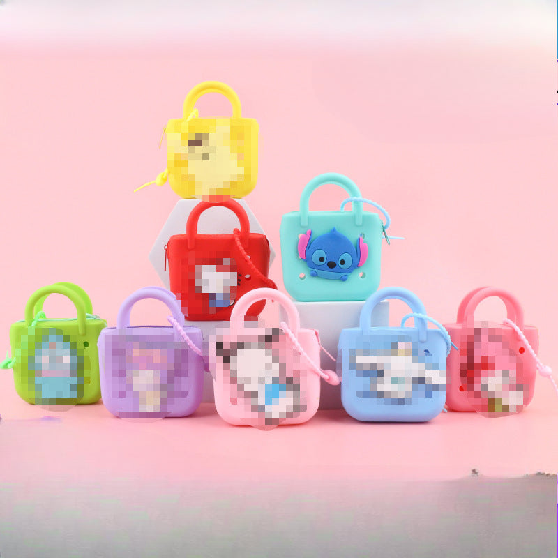 Wholesale 10pcs Cartoon Silicone Hole Bag Mini Coin DIY Parent-child Storage Bag Vegetable Basket Earphones Children's Small Wallet